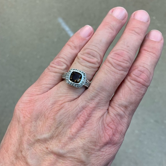 Judith Ripka Smokey quartz, CZ -sterling silver size 7 ring - Picture 4 of 9